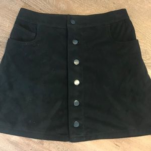 Express Black Suede Button-up Skirt